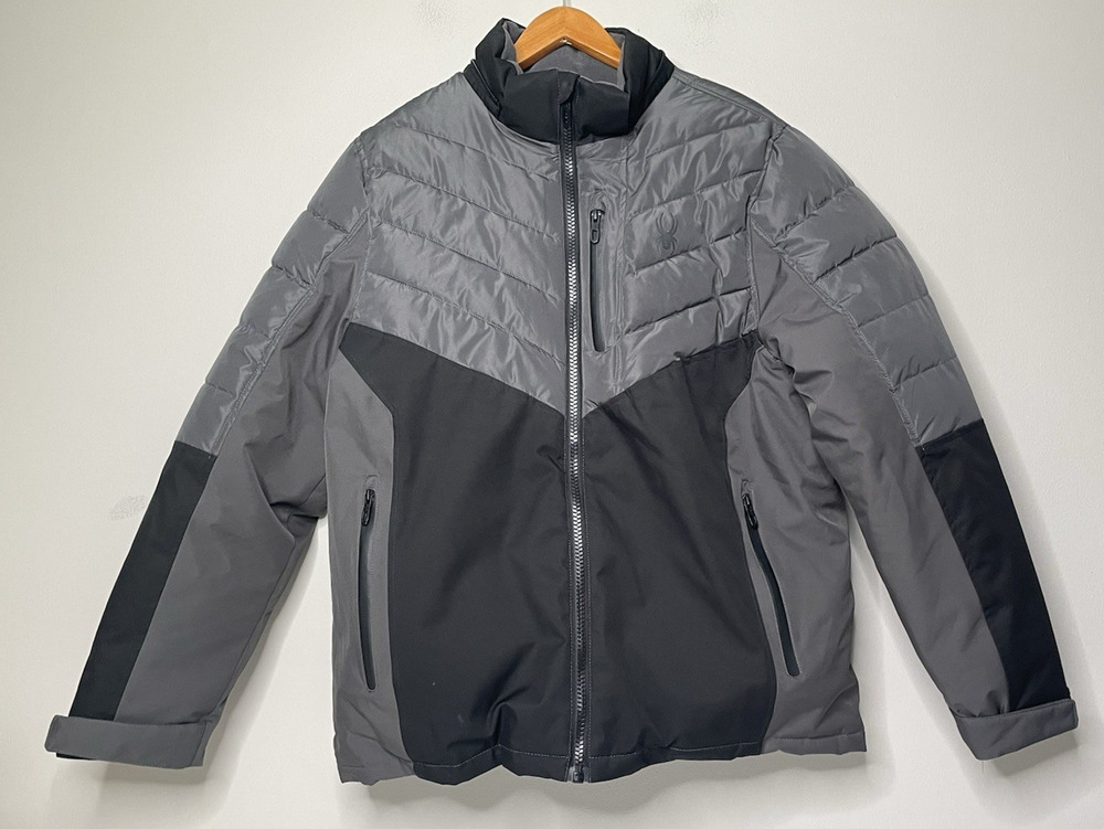 Spyder Men’s Medium Gray Black Insulated Winter Jacket Full Zip HydroWEB